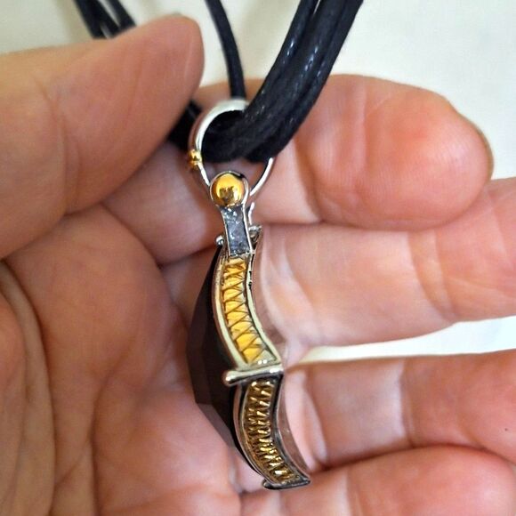 A Park Lane Ladies' Necklace Elegant Evening Black Onyx Two Tone Metal Choker - Picture 9 of 11